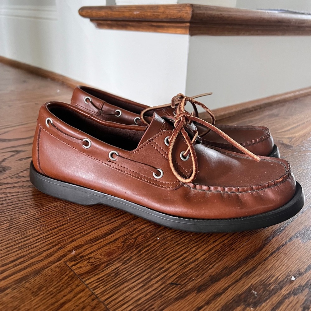 Polo Sport Ralph Lauren Mens Brown Leather Boat Shoes Loafers AAM15340 9.5D
